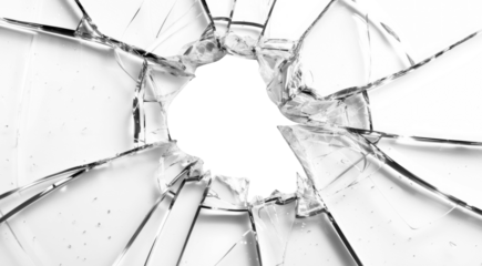 Broken glass effect isolated on transparent background.