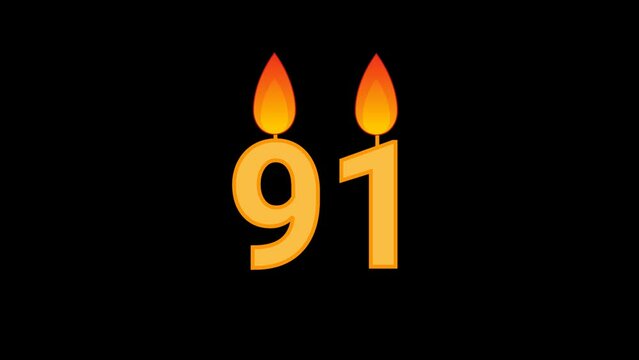 91 Number Cake with Flame Animation