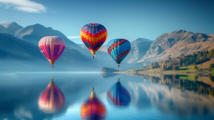 Obraz premium Hot air balloons flying in sky