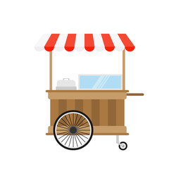 food cart flat design vector illustration.concession cart illustration. street food vending cart