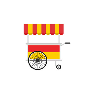 recommend clip art: food cart flat design vector illustration.concession cart illustration. street food vending cart