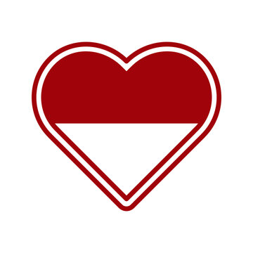 Love Indonesia, heart shape indonesian flag for Indonesian Independence day celebration icon vector