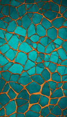 Abstract Orange and teal Cracked Texture