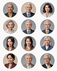 Illustration template of icons showing diverse people 