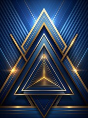 Obraz premium Premium Luxurious Dark Blue Abstract Background Template with Opulent Triangle Pattern and Golden Illumination Lines Abstract 