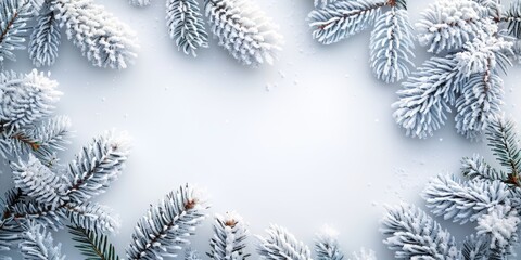 winter pine branches the snow. Christmas background
