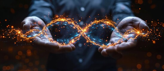 Network connection concept, hand holding infinity sign