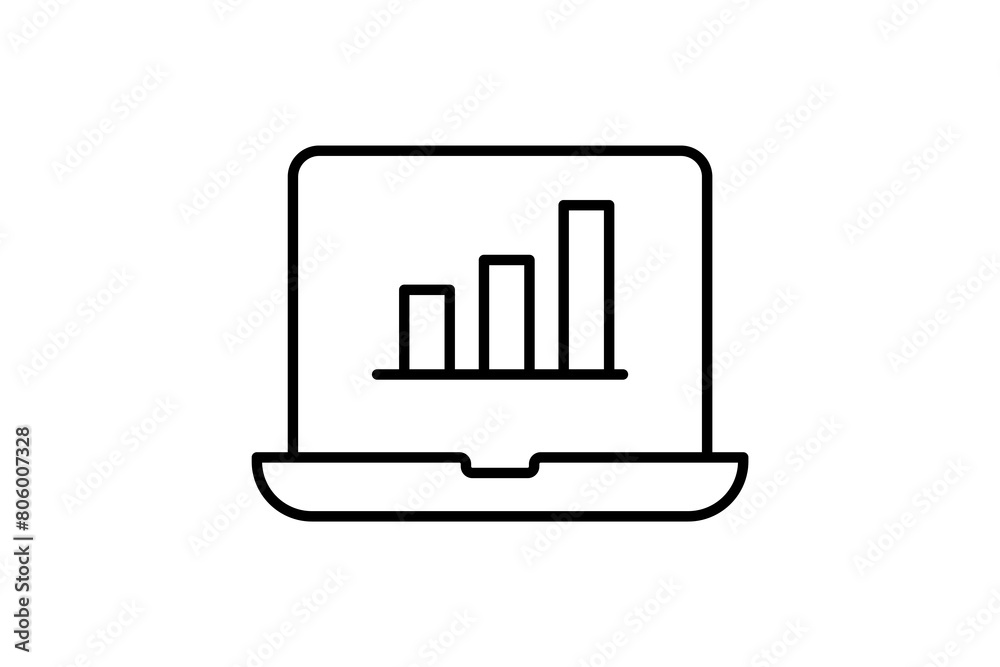 Poster laptop with graph chart icon. icon related to computer. suitable for web site, app, user interfaces,