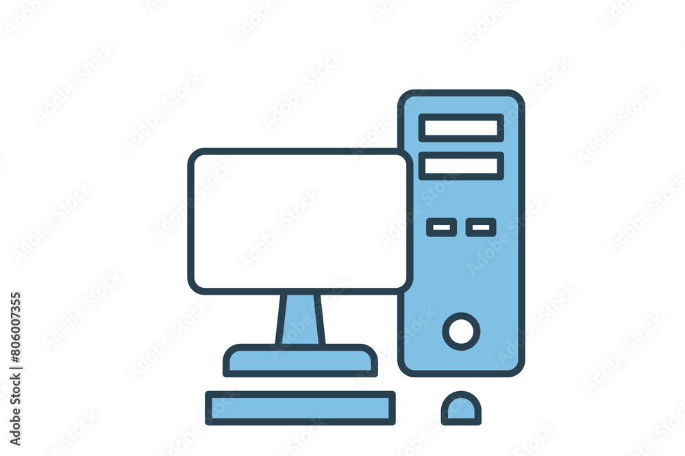 Poster desktop computer icon. icon related to computer. suitable for web site, app, user interfaces, printa