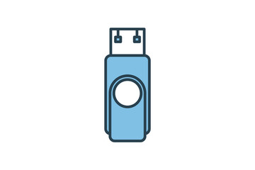 usb drive icon. icon related to computer. suitable for web site, app, user interfaces, printable etc. flat line icon style. simple vector design editable