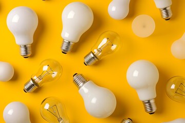 Idea Spread: Assortment of Light Bulbs on Yellow