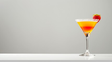 Citrus Twist: Elegant Cocktail with Strawberry Garnish