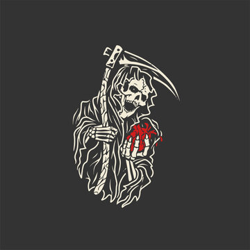 recommend clip art: illustration a reaper with a heart in its hand line art design