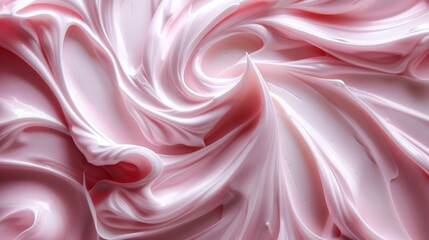 Obraz premium Soft pink cream swirls form smooth spirals in a visually pleasing pattern, showcasing a delicate texture and luxurious gloss.