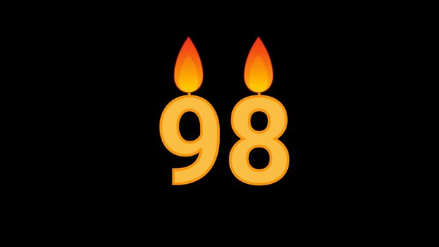 98 Number Cake with Flame Animation