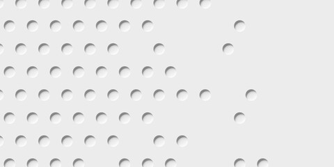 Array or grid of inset white circles or cylinders background wallpaper banner texture fade out with copy space