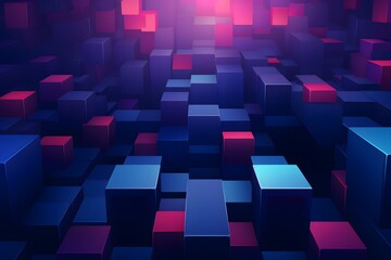 3D cubes in a random pattern, highlighted with neon outlines, on a dark background for futuristic technology themes,
