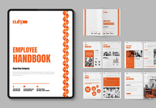Employee Handbook With Orange Accent