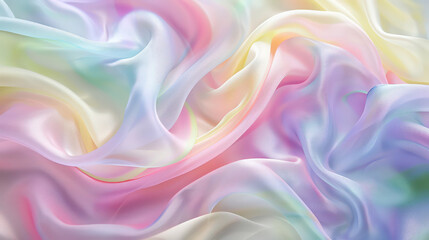 Obraz premium A pastel colored silk fabric, flowing in soft curves, elegant background for product display. The beauty of the scene textures or patterns, a luxury feeling.