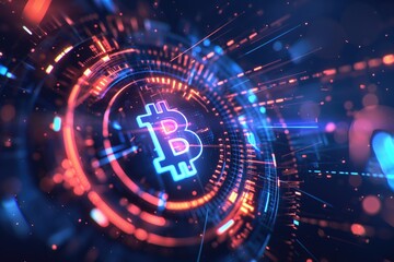 Fototapeta premium Glowing Digital Currency: Bitcoin