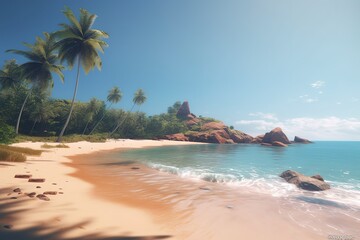 Summer's Tropical Charm Captured in Beach Serenity 
