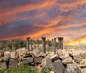 Roman ruins at Umm Qais (Umm Qays)--is a town in northern Jordan near the site of the ancient town...