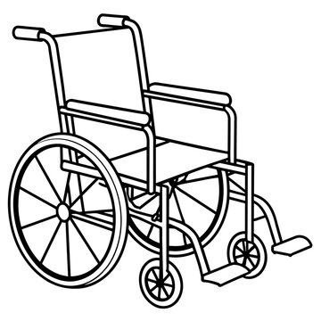 recommend clip art: Wheelchair outline coloring book page line art illustration digital drawing