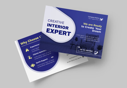 Creative Interior Design Expert Post Card Layout