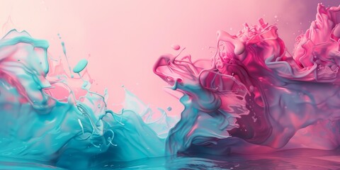 Blue and Pink Liquid in Water