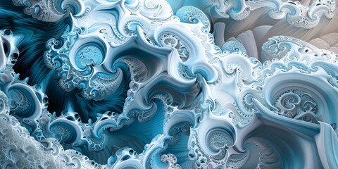 Intricate Blue and White Fractal Design as a Modern Art Background