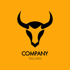 Simple Bull Head Vector Logo Illustration Concept
