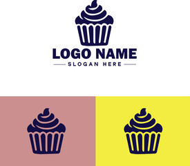 cupcake icon flat Muffin Fairy cake Petit four icon logo sign symbol editable vector