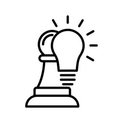 Chess pawn with lightbulb, business strategy icon vector