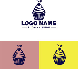 cupcake icon flat Muffin Fairy cake Petit four icon logo sign symbol editable vector