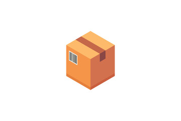 isometric cardboard box icon design concept