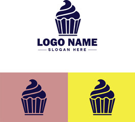cupcake icon flat Muffin Fairy cake Petit four icon logo sign symbol editable vector