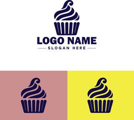cupcake icon flat Muffin Fairy cake Petit four icon logo sign symbol editable vector