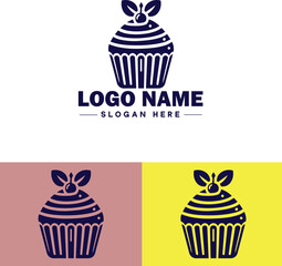 cupcake icon flat Muffin Fairy cake Petit four icon logo sign symbol editable vector