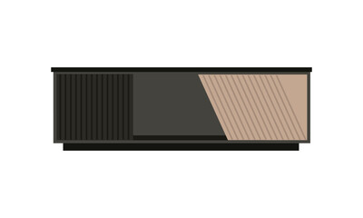 Chest of drawers, bedside table set vector. Wooden textures. Cartoon house equipment for interior. Illustration of furniture isolated