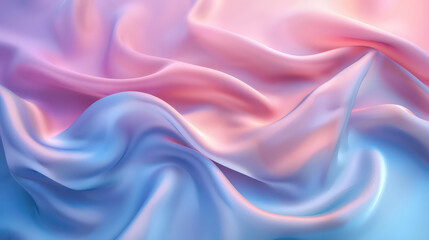 Fototapeta premium A pastel colored silk fabric, flowing in soft curves, elegant background for product display. The beauty of the scene textures or patterns, a luxury feeling.