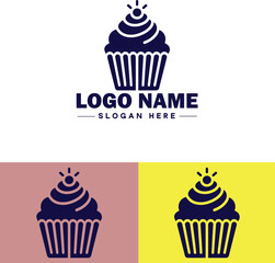cupcake icon flat Muffin Fairy cake Petit four icon logo sign symbol editable vector
