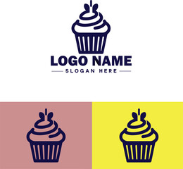 cupcake icon flat Muffin Fairy cake Petit four icon logo sign symbol editable vector