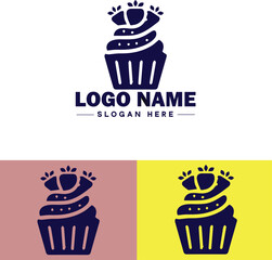 cupcake icon flat Muffin Fairy cake Petit four icon logo sign symbol editable vector