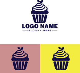cupcake icon flat Muffin Fairy cake Petit four icon logo sign symbol editable vector