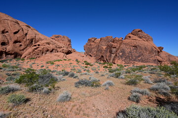 Valley of Fire in Nevada on a scorching hot day during April 2024. 