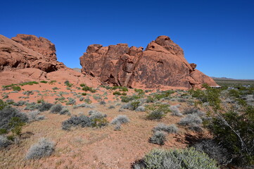 Valley of Fire in Nevada on a scorching hot day during April 2024. 