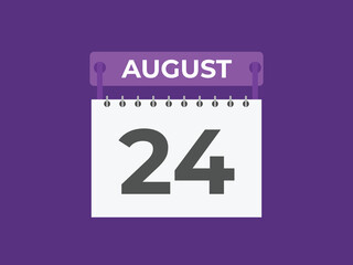 August 24 calendar reminder. 24 August daily calendar icon template. Calendar 24 August icon Design template. Vector illustration

