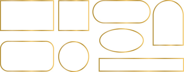 Gold edge border and frame. Square, Circle and Rectangle shape.  Simple label. Decorative collection
