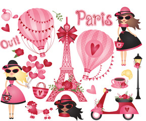 Paris, France, Bonjour, Fashion Lady © MyClipArtStore.com