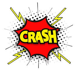 CRASH comic book sign. Pop-art style. Vector design.